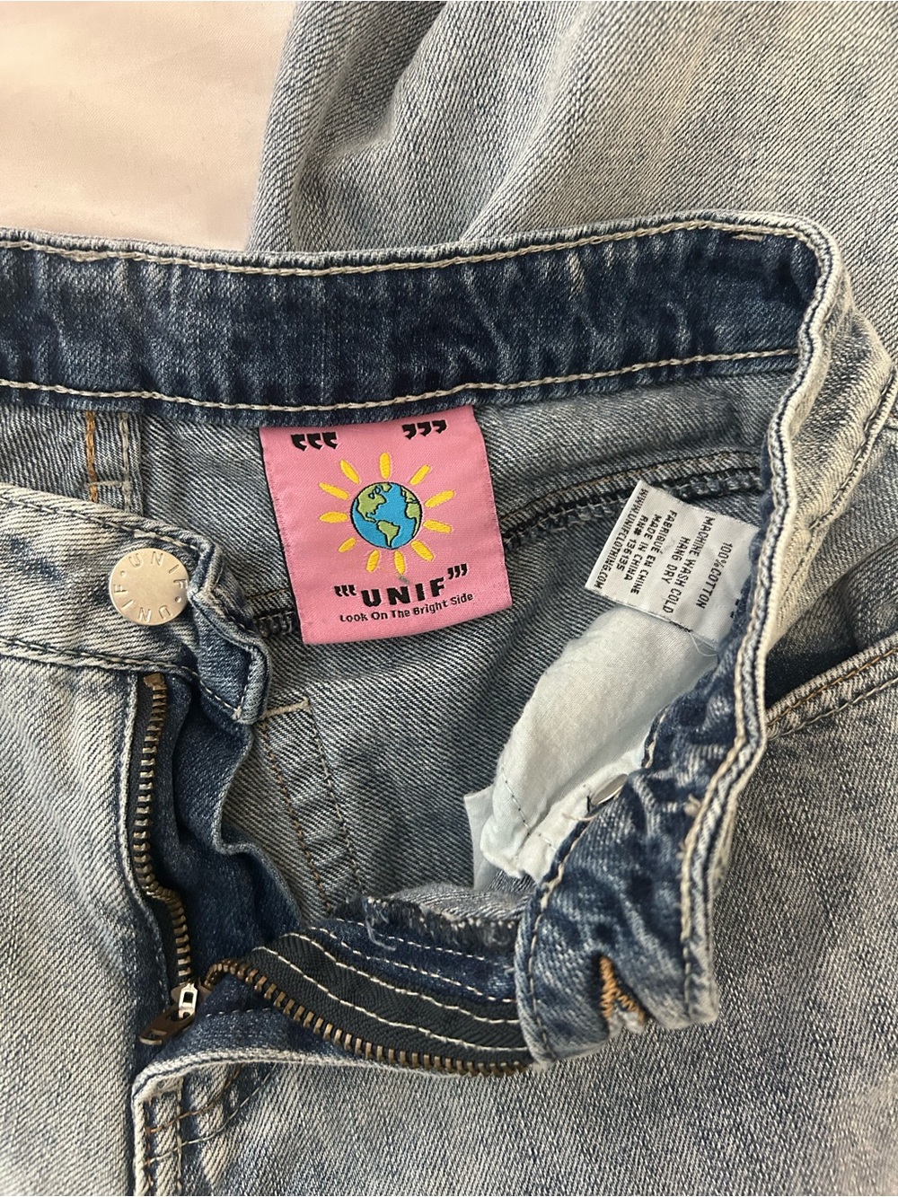 UNIF Light Blue High-Rise Women's Jeans with Branded Patch